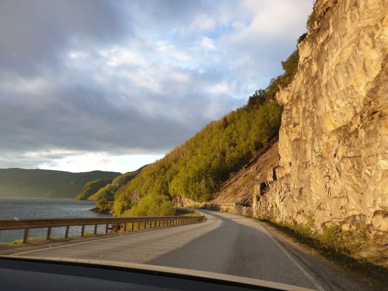 Midnight Sun Norway along the road south of Bodo