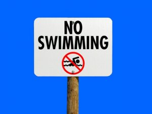 No swimming sign or bathing in rivers and lakes